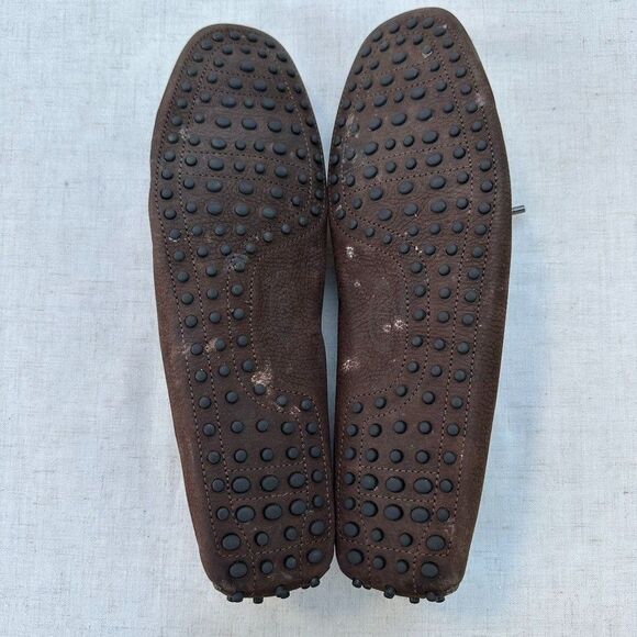 TOD'S Men's Dark Brown Gommini Nubuck Leather Driving Moccasin Loafers Size 13 - Picture 11 of 12